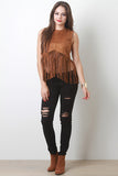 Faux Suede Fringe Top