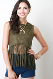 Faux Suede Fringe Top