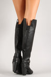 D-Ring Buckle Chunky Heeled Thigh High Boot