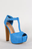 Breckelle Peep Toe T-Strap Platform Heel