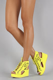 Qupid Neon Laser Cutout Platform Wedge