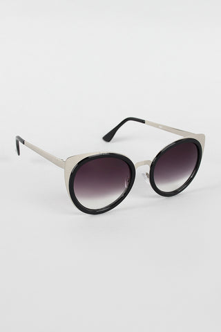 Metallic Frame Cat Eye Sunglasses