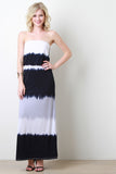 Strapless Striped Dye Maxi Dress