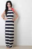 Striped Dot Halter Maxi Dress