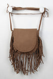 Faux Suede Fringe Saddle Bag