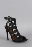 Qupid Snake Caged Open Toe Heel