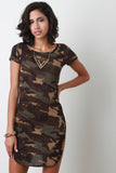 Camouflage Slit Shirt Dress