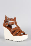 Wild Diva Lounge Caged Contrasting Lug Sole Wedge