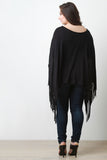 Plus Size Fringe Accent Poncho Top