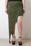 Plus Size Asymmetrical Draped Skirt