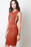 Suede Scooped Sides Midi Dress