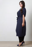 Draped Chiffon Longline Trench Coat