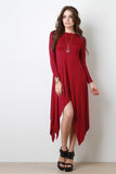 Long Sleeve Sharkbite Midi Dress