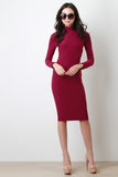 Turtleneck Long Sleeve Midi Dress
