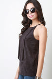 Sleeveless Fringe Vegan Suede Top