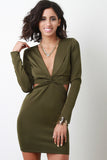 Twisted Front Long Sleeve Mini Dress