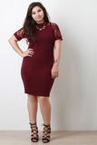 Mock Neck Lace Sleeve Dress