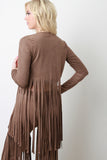 Suede Fringe Long Sleeves Cardigan