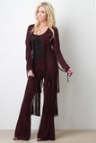 Suede Fringe Long Sleeves Cardigan