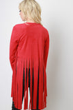 Suede Fringe Long Sleeves Cardigan