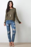 Fringe Long Dolman Sleeves Top