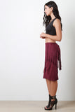 Fringe Tier Suede Skirt