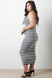 Reversible Stripe And Mesh Sleeveless Midi Dress