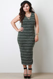 Reversible Stripe And Mesh Sleeveless Midi Dress