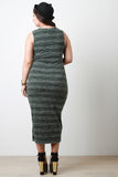 Reversible Stripe And Mesh Sleeveless Midi Dress