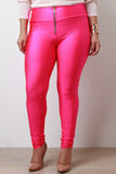 High-Waist Zipper Nylon Leggings