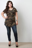 Camouflage Short Sleeves Longline Tee