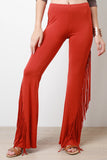 Jersey Knit Side Fringe Flared Bottom Pants