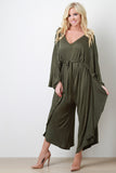 Connected Sleeve Oversize Belted Jumpsuit