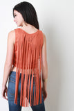 Suedette Long Fringe Crop Top