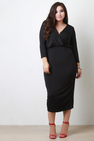 Surplice Back Cutout Midi Dress