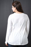 Draped Overlay Round Neck Long Sleeves Top