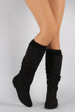 Qupid Suede Slouchy Sweater Knee High Boots