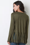 Vegan Suede Asymmetrical Fringe Cardigan