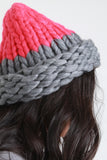 Two-Tone Oversized Knit Beanie