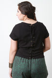 Lace Up Back Ribbed Top