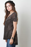 Mineral Dye Deep V-Neck High-Low Top