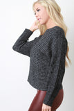 Off The Shoulder Melange Knit Sweater