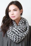 Two-Tone Fuzzy Loose Knit Infinity Scarf