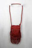 Faux Suede Fringe Flap Bag