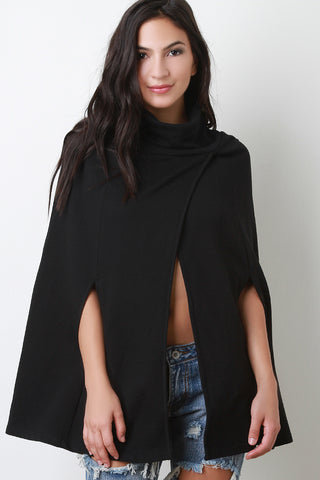 Turtleneck Wrap Cape Jacket