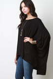 Oversized Drape Dolman Sleeves High Low Top