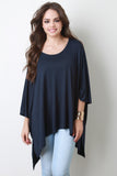 Oversized Drape Dolman Sleeves High Low Top