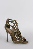 Wild Diva Lounge Southwestern Fringe Open Toe Heel