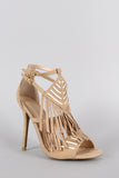 Wild Diva Lounge Southwestern Fringe Open Toe Heel