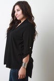 Chiffon Quarter Sleeves Oversized Top